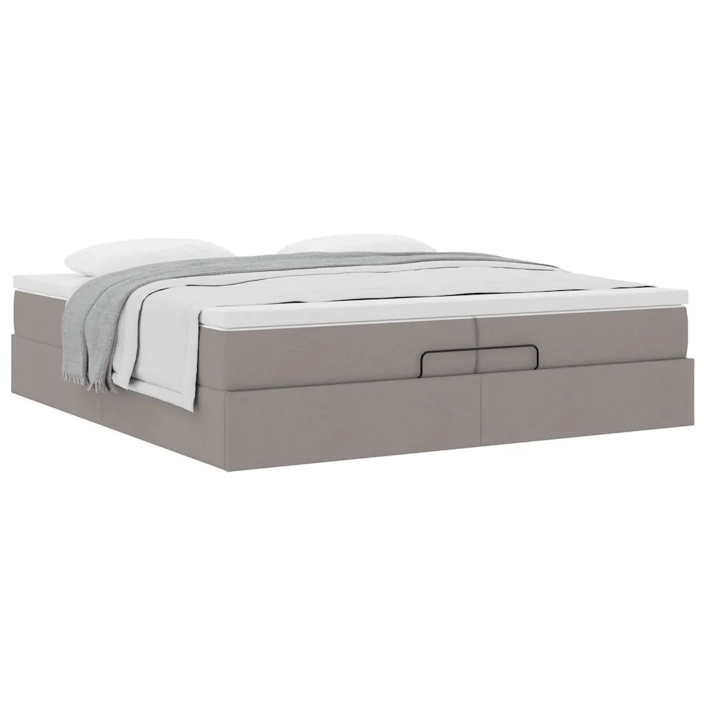 vidaXL Struttura Letto Pouf con Materassi Tortora 200x200 cm Tessuto