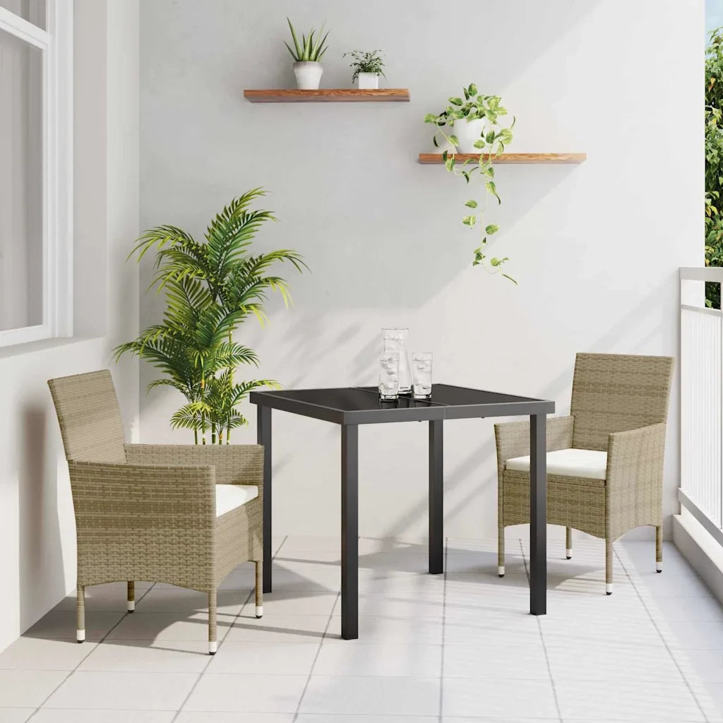 Set da Pranzo per Giardino con cuscino 3 pcs Beige polyrattan 3379737