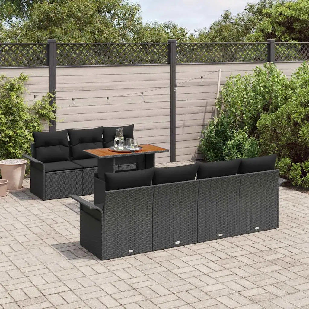 Set Divano da Giardino con cuscino 8 pcs Nero 3349295