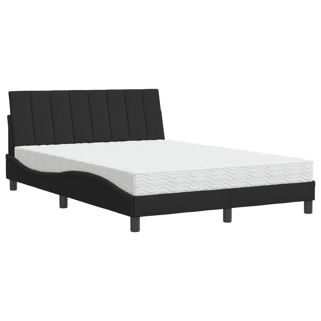 Letto con Materasso Hanko Nero 140x190 cm in Velluto