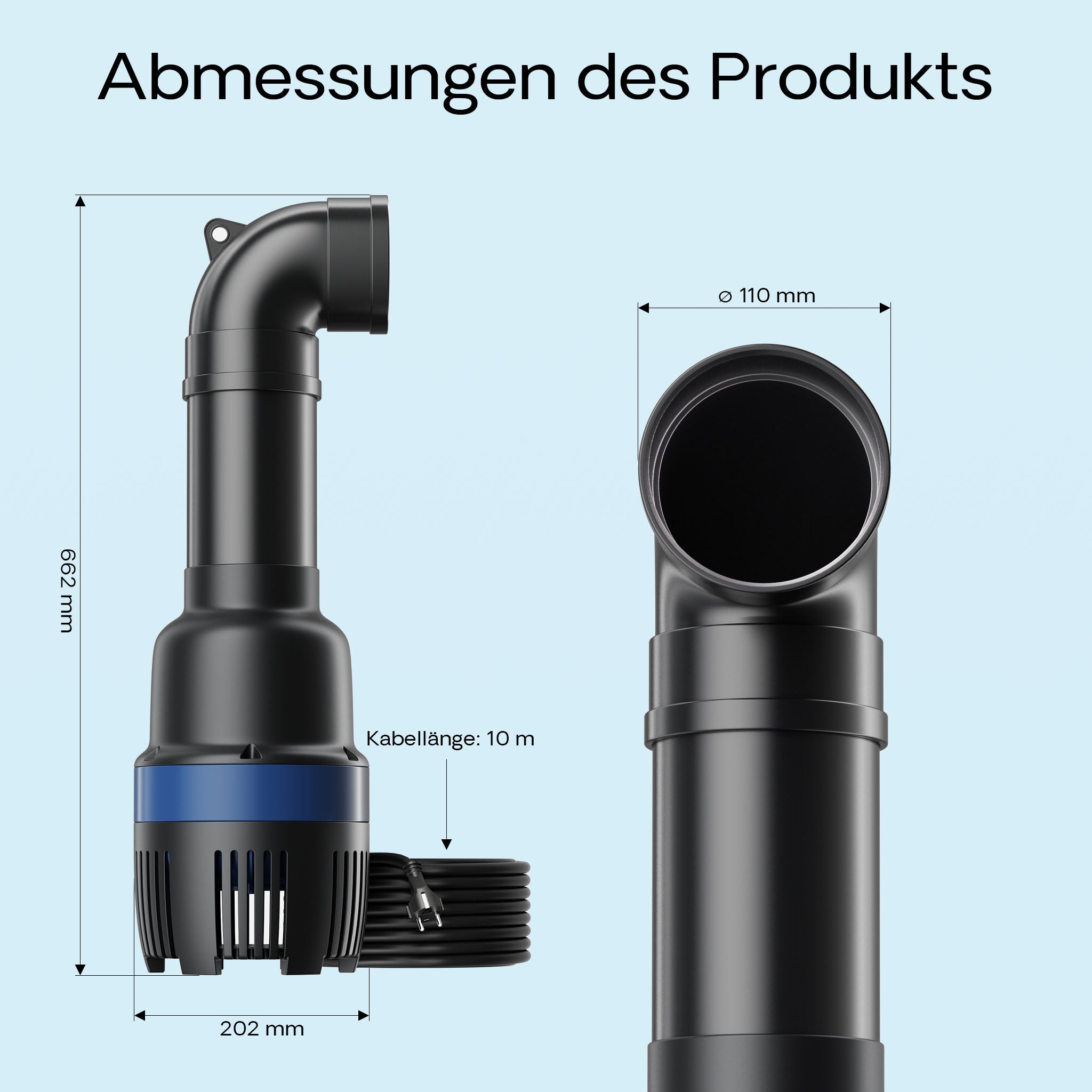 CEF-26000 Pompa a tubo per laghetto grande 26000 l/h 135 W, per ricircolo acqua