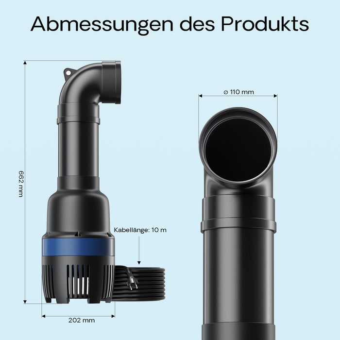 CEF-26000 Pompa a tubo per laghetto grande 26000 l/h 135 W, per ricircolo acqua