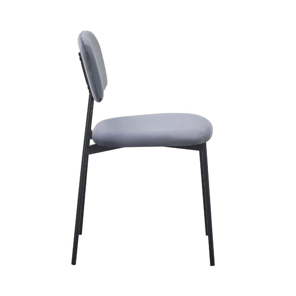 Set 4 Sedie Shen in vellutino grigio e gambe in metallo nero 44x49x78H