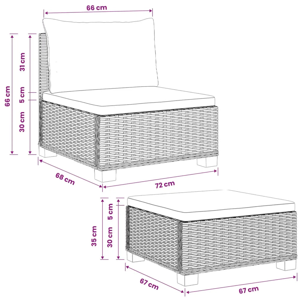 2 pz Set Lounge in Rattan con Cuscini GENDT Rattan naturale 42034410