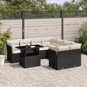 Set Divani da Giardino 9 pz con Cuscini Nero in Polyrattan 3266426