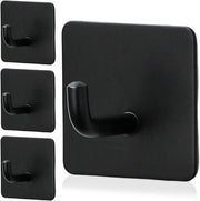 Haken Self-Adesivi Neri Mat - 4 pezzi - Acciaio Inossidabile - Per Cucina e Bagno - Asciugamani - Senza Foratura