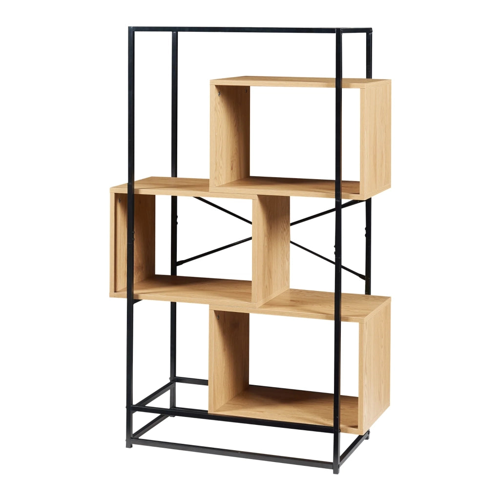 Scaffale dal design senza tempo per soggiorno/camera da letto mobile contenitore indipendente 126 x 80 x 33 cm acciaio marrone 03_0011146
