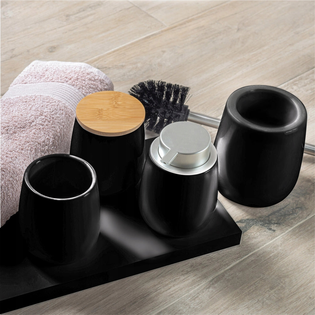 Scatola porta dischetti di cotone KADAX, in ceramica nera