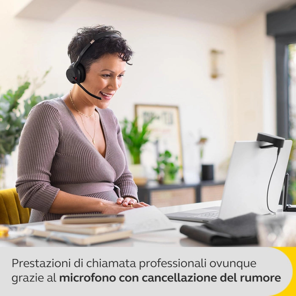 Jabra Evolve2 55 Cuffie Wireless Stereo con base di ricarica, USB-A dongle, Tutte le piattaforme, Stereo, Supporto incluso