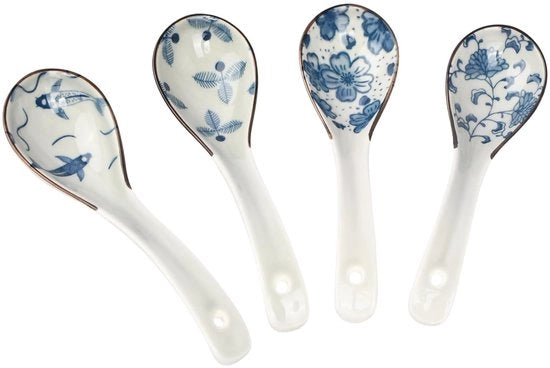 Lepels in Ceramica a 4 Pezzi - Manico Lungo Curvo - Adatto per Finestre/Pho - 15,5 cm - Design Stilistico