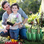 Kit di attrezzatura per giardinaggio con più contenitori e contenitore per concime per il giardinaggio (nero-verde)