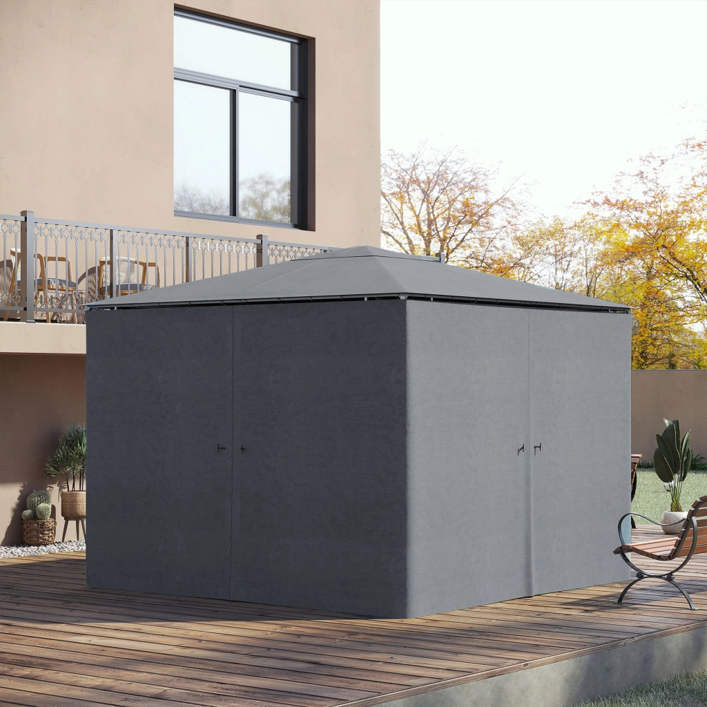 Pavillon da giardino 4 paroi rigido protezione pioggia vento sole ¨C zephmum ¨C grigio 300x300 cm