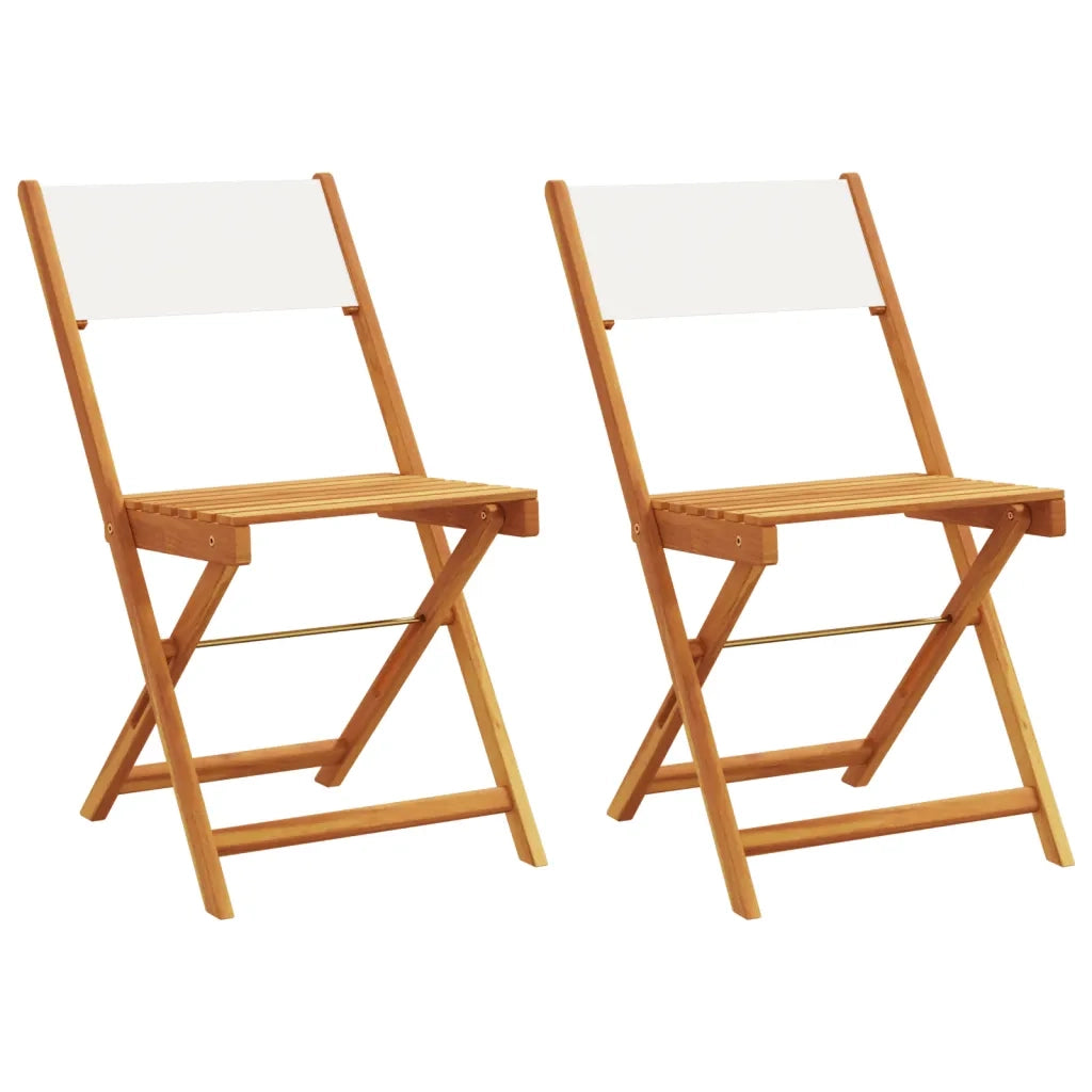 Sedie BistrÃ² 2pz Bianco Crema Legno Massello Acacia e Tessuto