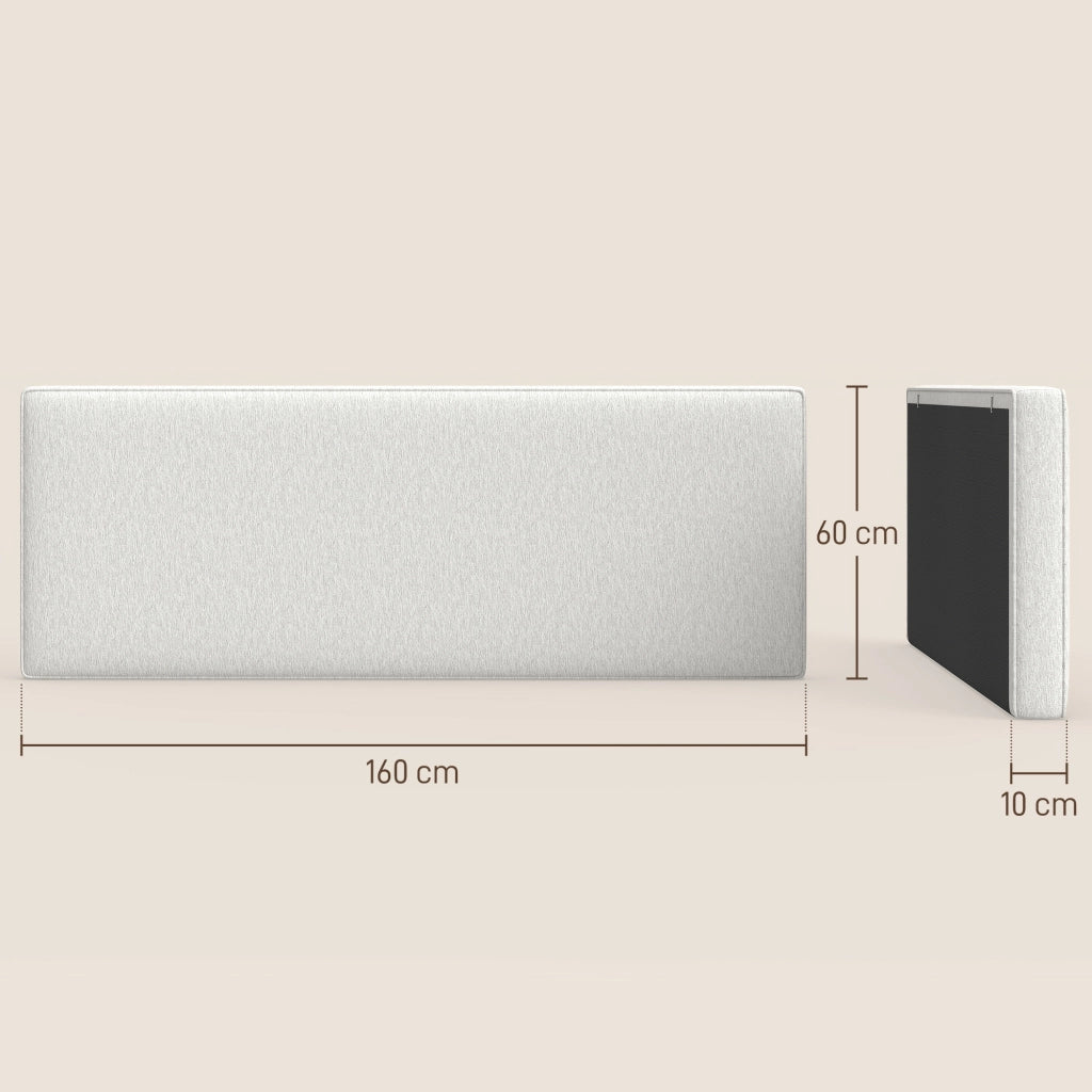 Testiera imbottita per letto ¨C zephmum ¨C 160x10x60 cm crema tessuto