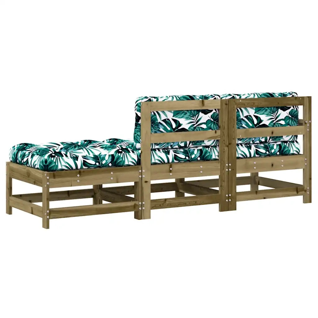 Set Divani da Giardino 3pz | Set Salotto da Giardino con Cuscini Legno Impregnato di Pino