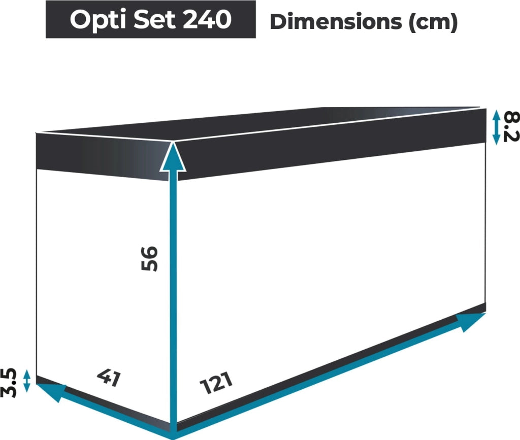 Aquael OptiSet 240 cm121x41x56h senza supporto - acquario in extrachiaro con illuminazione LED Colore: Bianco