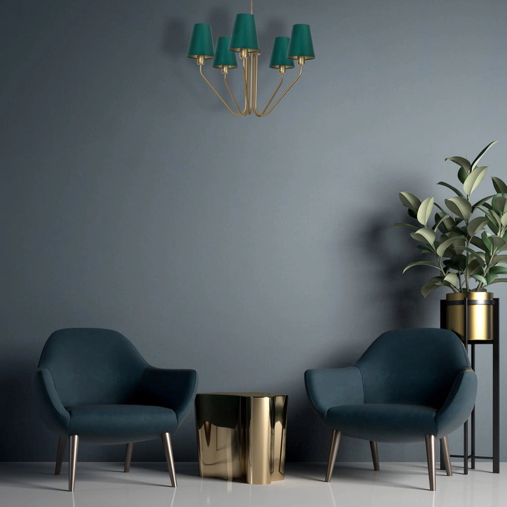 Lampadario 5 luci E27 Victoria MLP4908 verde ottone Milagro