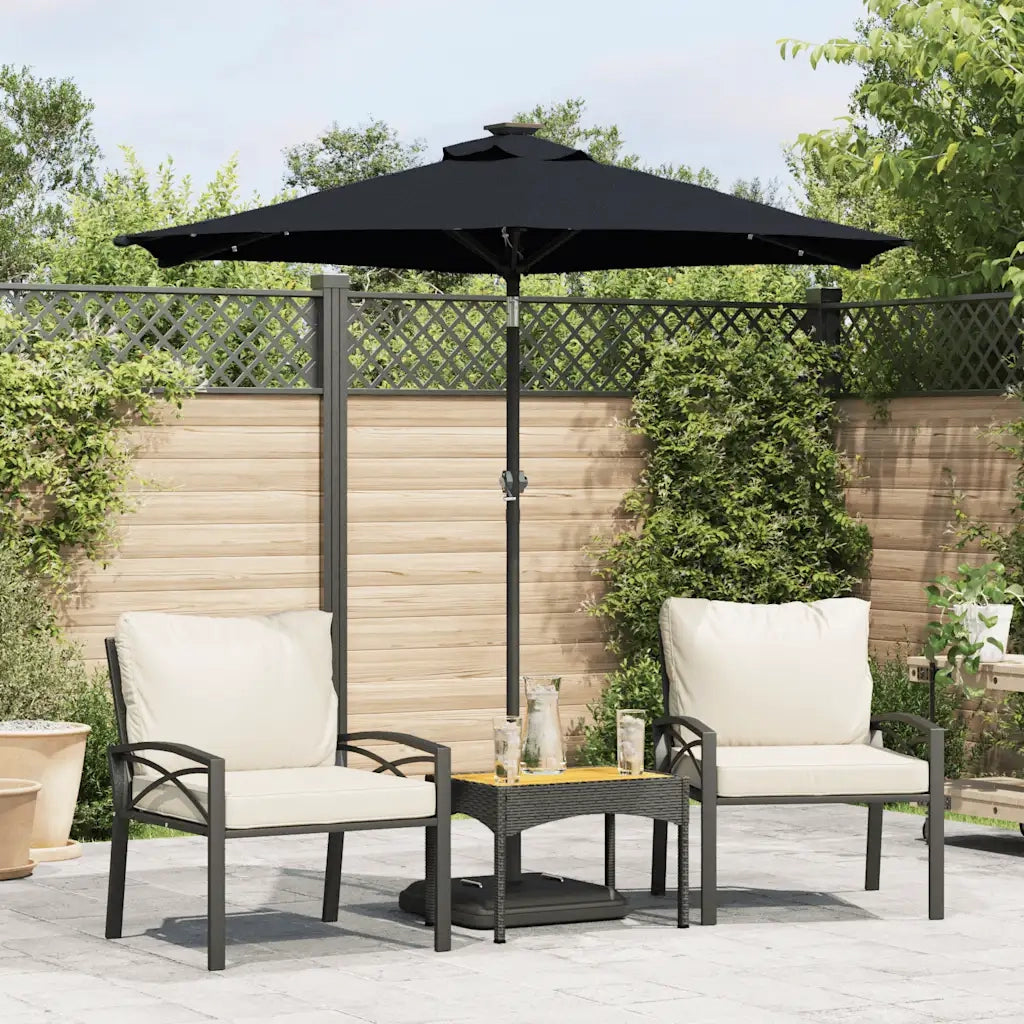 vidaXL Ombrellone Giardino con LED Palo Acciaio Nero 225x225x212 cm