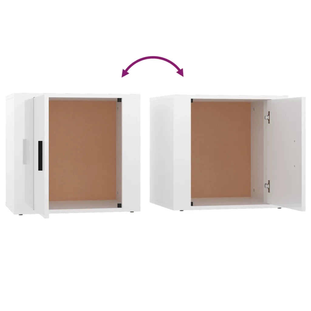 Set di 2 Comodini | Armadio da Notte | Mobiletto da notte in Bianco Lucido 50x39x47 cm
