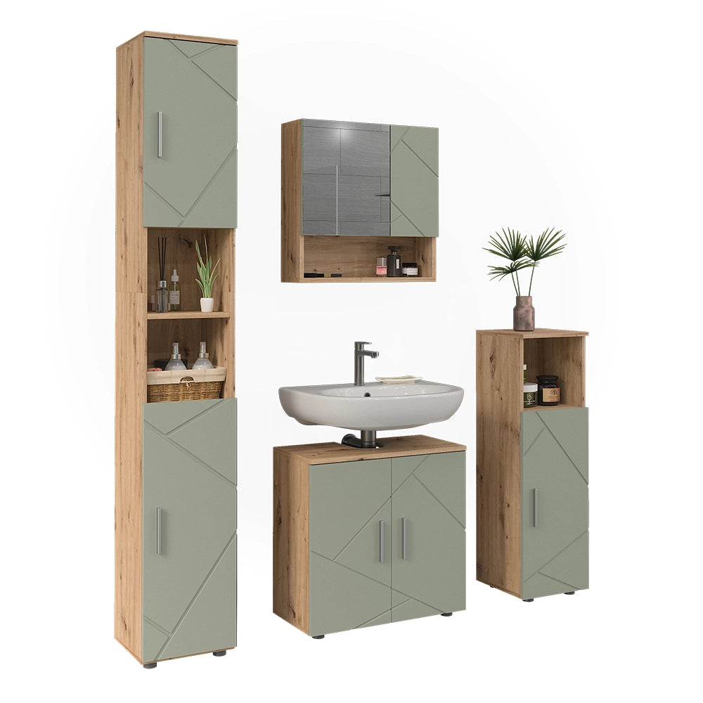 Vicco Set di mobili da bagno Verde salvia 4 parti