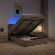 Letto Ottomano con Materasso e LED Tortora 120 x 200 cm Tessuto 3456819