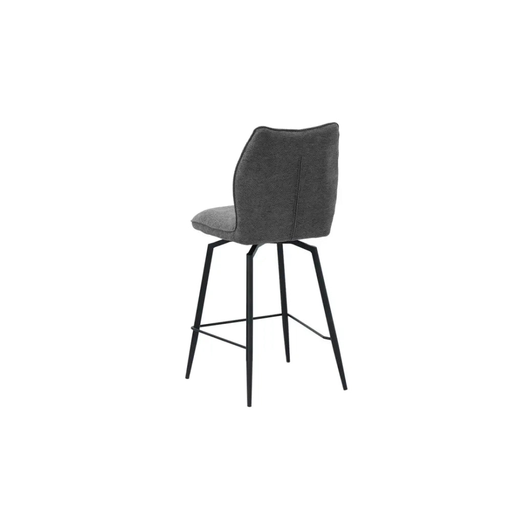 Sedia da bancone girevole CROFT - Tessuto grigio scuro - Piedi in metallo nero - Altezza 103 cm - Stile design/industriale