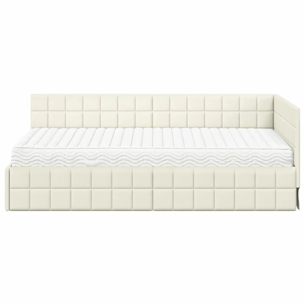 Struttura Letto Angolare con Materasso 2 pcs Crema Velluto 3393955
