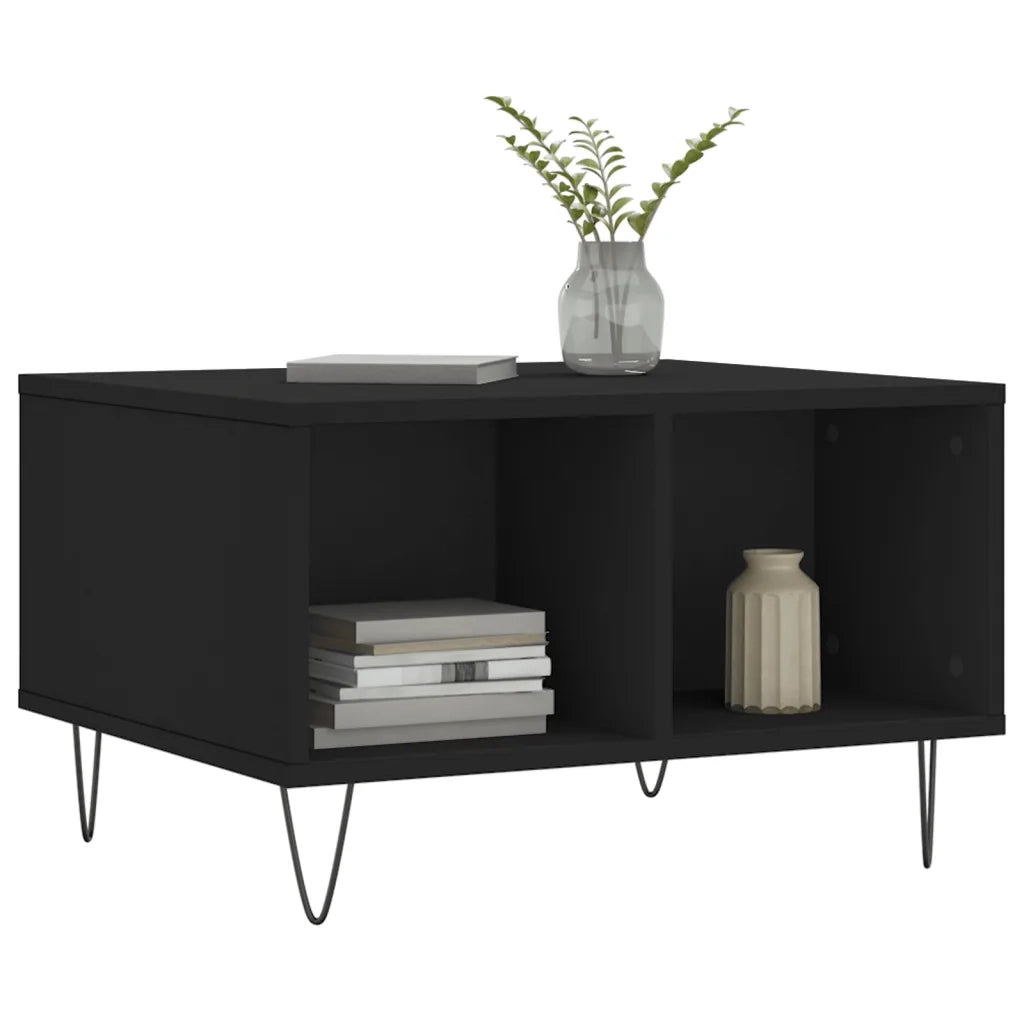 Tavolino da Salotto Nero 60x50x36,5 cm in Legno Multistrato 830541