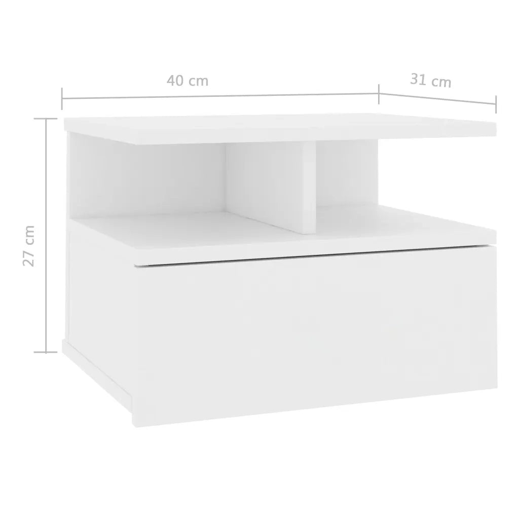 Comodino Pensile Bianco 40x31x27 cm in Legno Multistrato 800405