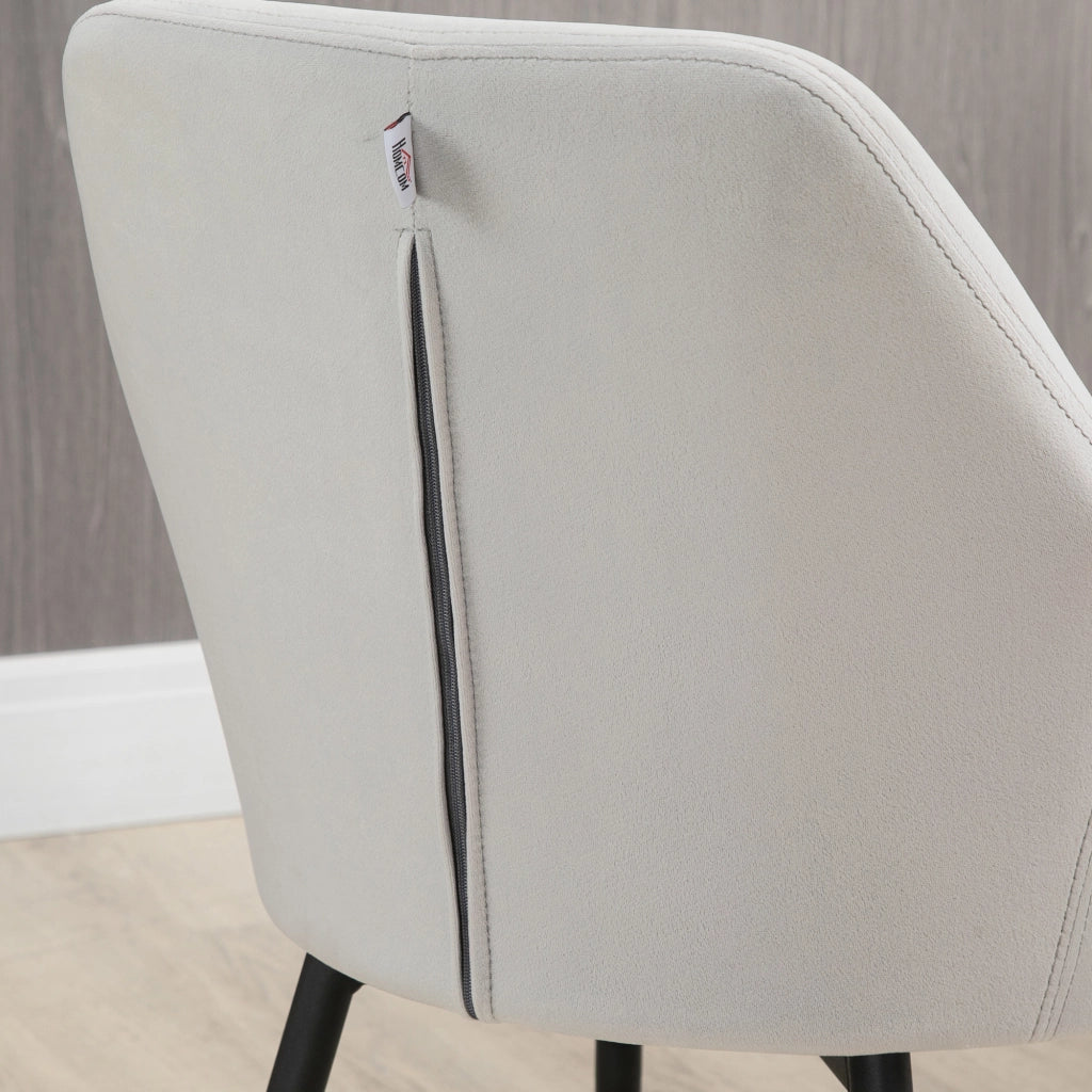 Sedia da pranzo set da 2 con schienale e braccioli imbottiti moderno gambe in acciaio grigio chiaro 54 × 57 × 80 cm