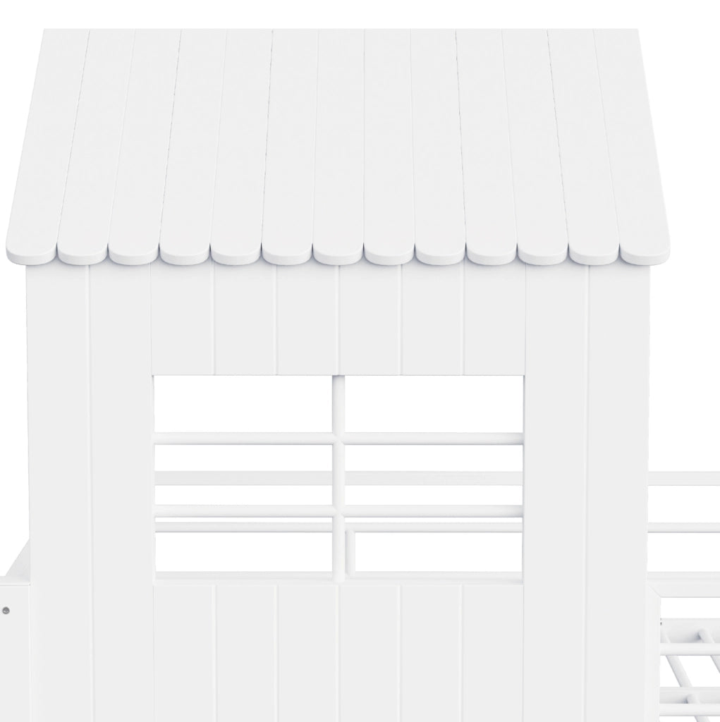 Letto a soppalco multifunzione 90x200 cm con scala contenitore; ripiani integrati; bianco