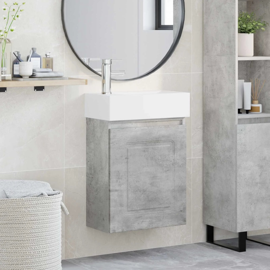 Mobile bagno con rubinetto Grigio Cemento 45,5 x 22,5 x 84 cm 889464