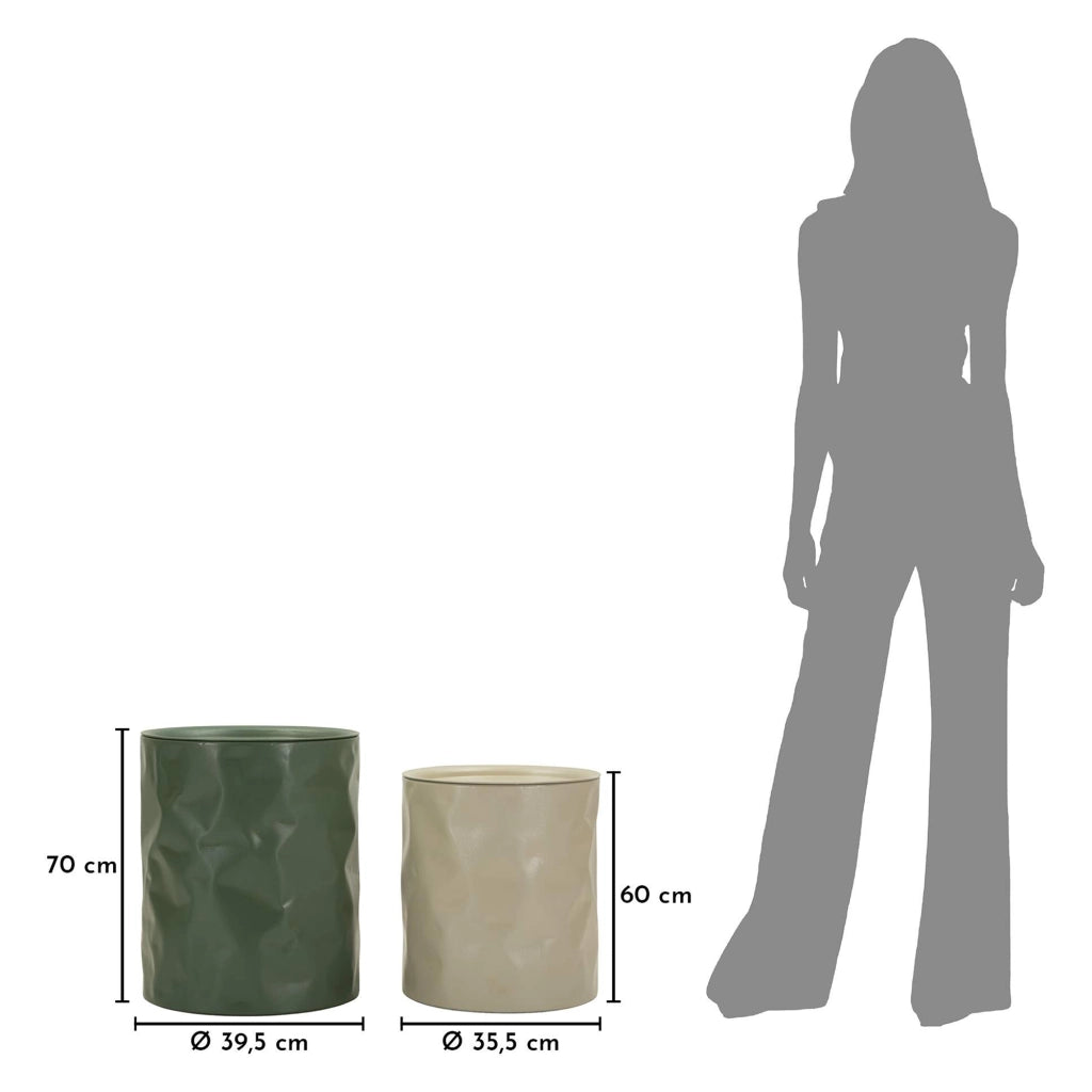Ganomo, Tavolino da Salotto set da 2, 44x52x44h cm Bianco Crema
