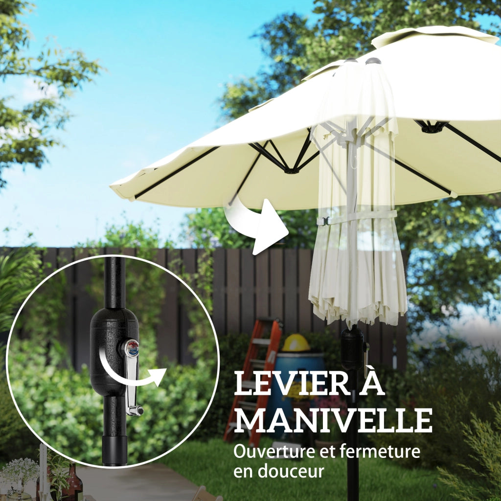 Ombrellone da giardino rettangolare doppia faccia con base e sacchi di sabbia ¨C zephmum ¨C 295x148cm beige