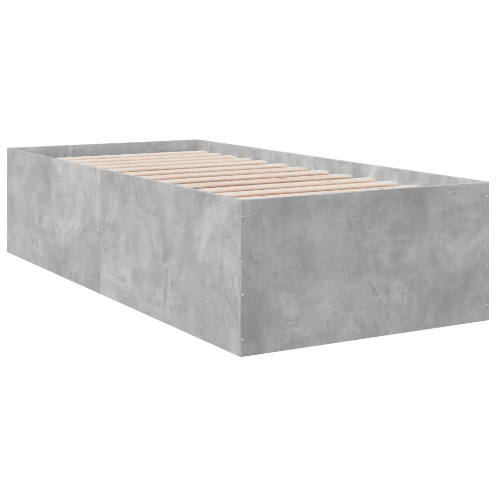 Letto singolo | Letto per adulti | Giroletto Grigio Cemento 90x190 cm in Legno Multistrato
