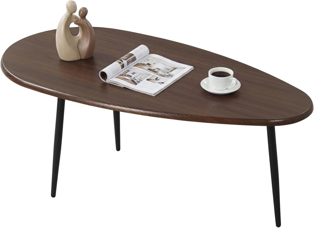 Tavolino da Salotto Ovale, Tavolino da Caffè con Struttura Metallica Robusta e Design Compatto, Tavolo Basso per Soggiorno, Ufficio e Lounge (Nero)