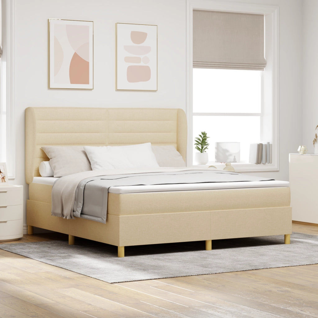 Letto a Box Spring con Materasso Panna 180x200 cm Tessuto