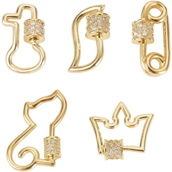 Set di 5 Kitten Kroon Karabijnhaken per Gioielli e Artigianato