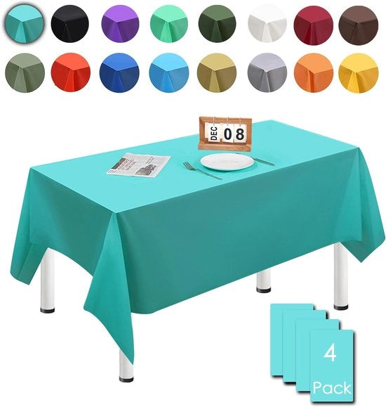 Set da tovaglie da tavolo 4 pezzi 137cm x 274cm rettangolari, tinte blu marino impermeabili e resistenti alle macchie per tavoli da esterno per feste di compleanno, matrimoni, Natale, feste di bambini, cucine, giardini e feste.