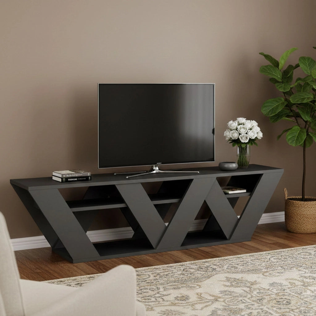 Mobile porta TV Arcobaleno, Credenza da soggiorno, Armadio basso per TV, Base parete attrezzata, 158x30h40 cm, Antracite