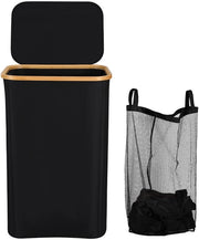 Cestello in Poliester 100L Nero, Lavatrice a Stoffa con Coperchio, Materiale Resistente