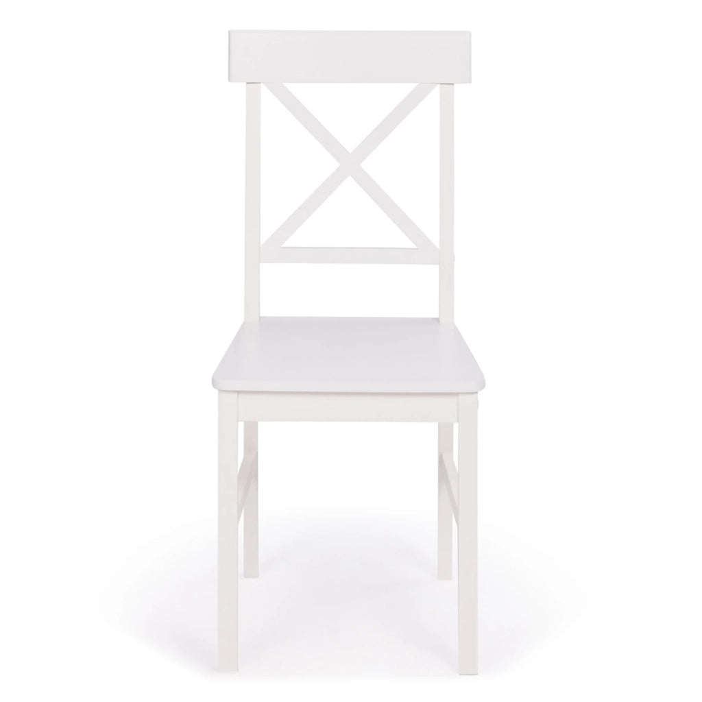 IDMarket - Set di 4 sedie da cucina SUZANNE in legno bianco con traverse