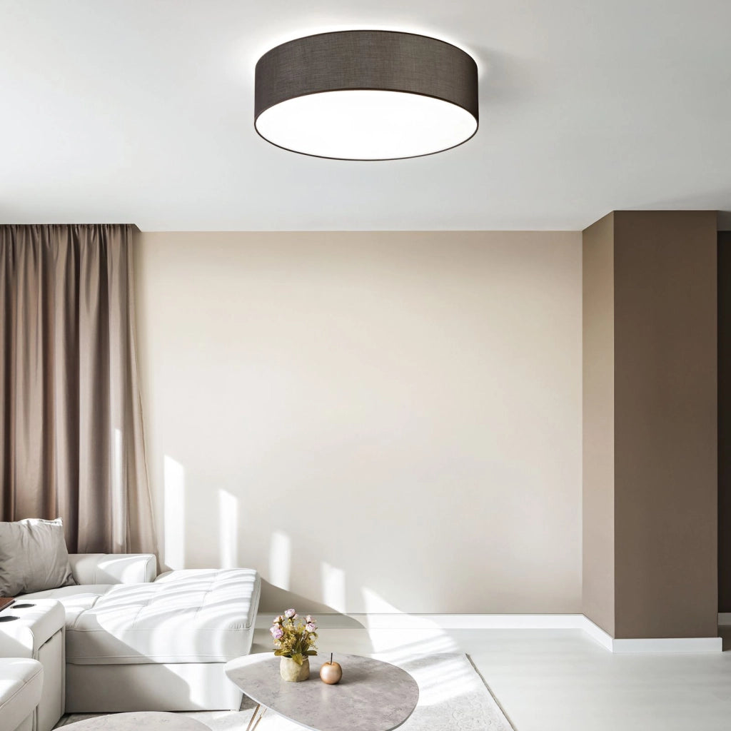 SET UP PARALUME CILINDRICO D.90CM IN TESSUTO E PVC PER LAMPADARIO A SOFFITTO BEIGE