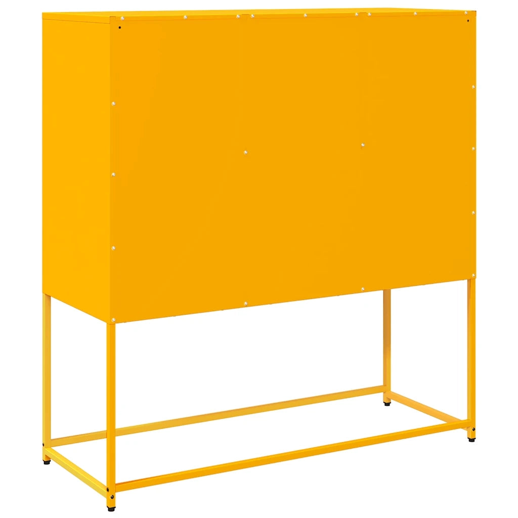 Credenza-Buffet-Armadio da cucina Giallo Senape 100,5x39x107cm Acciaio Laminato Freddo 910222