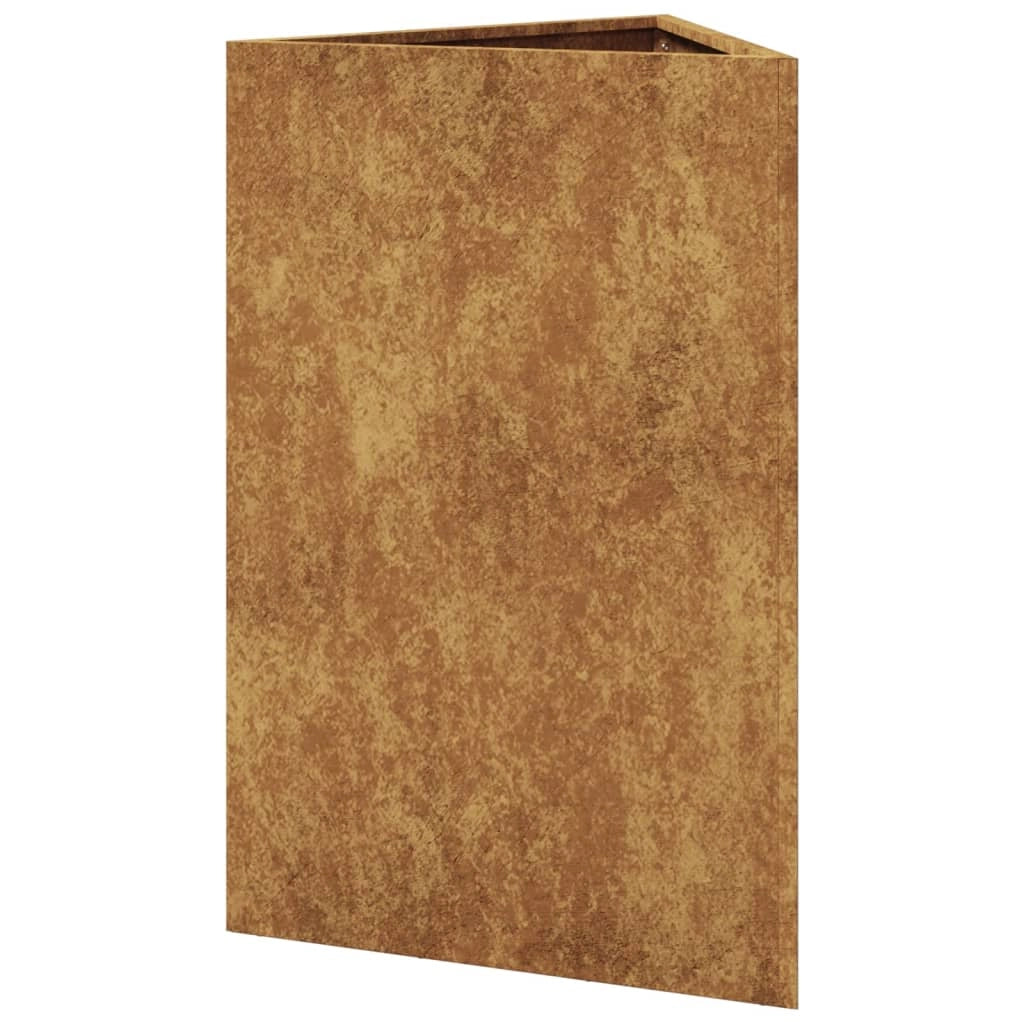 Fioriera rialzata per piante fiori giardino terrazze set da 2 triangolare 50 x 43 x 75 cm acciaio corten marrone 02_0039107