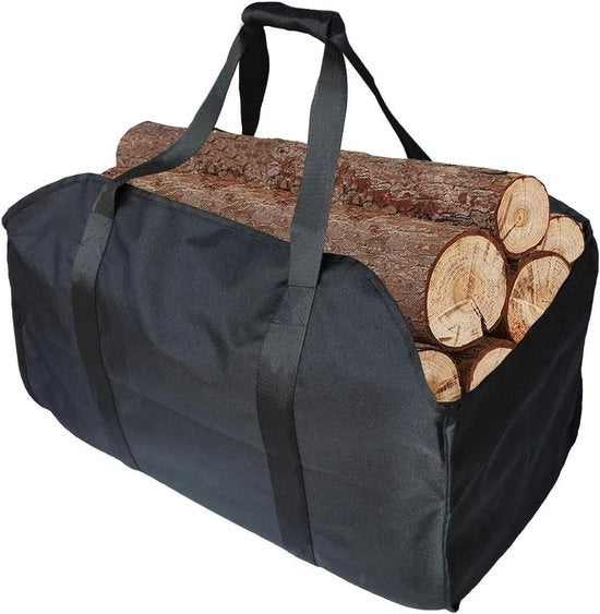 Tas portatile per legna - realizzato in poliestere - portatile sacchetto per legna - borsa da picnic per fuoco aperto - impermeabile - nero