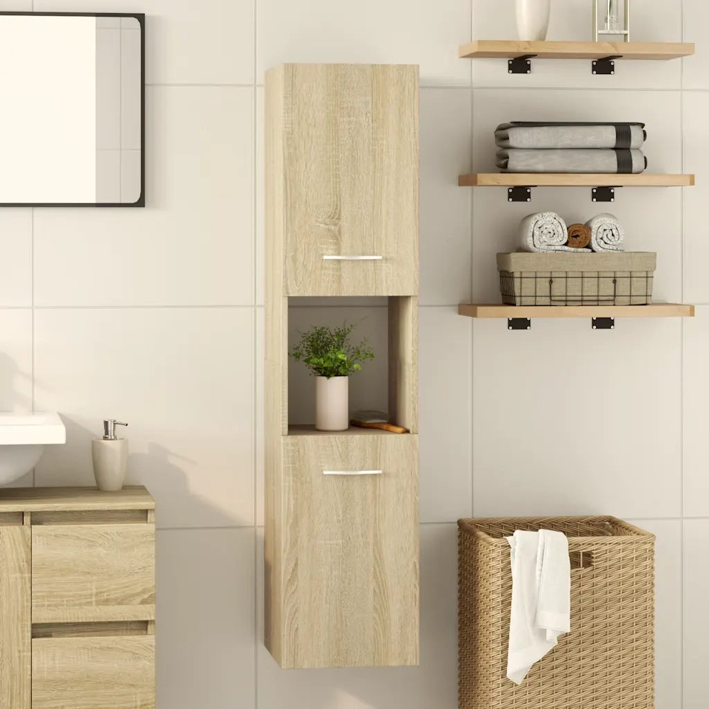 Mobile da Bagno | Armadio da bagno Rovere Sonoma 30x30x130 cm in Legno Multistrato