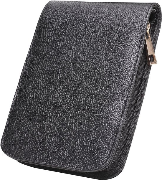 Set di pennarelli in pelle per 12 pennarelli, astuccio in pelle nera