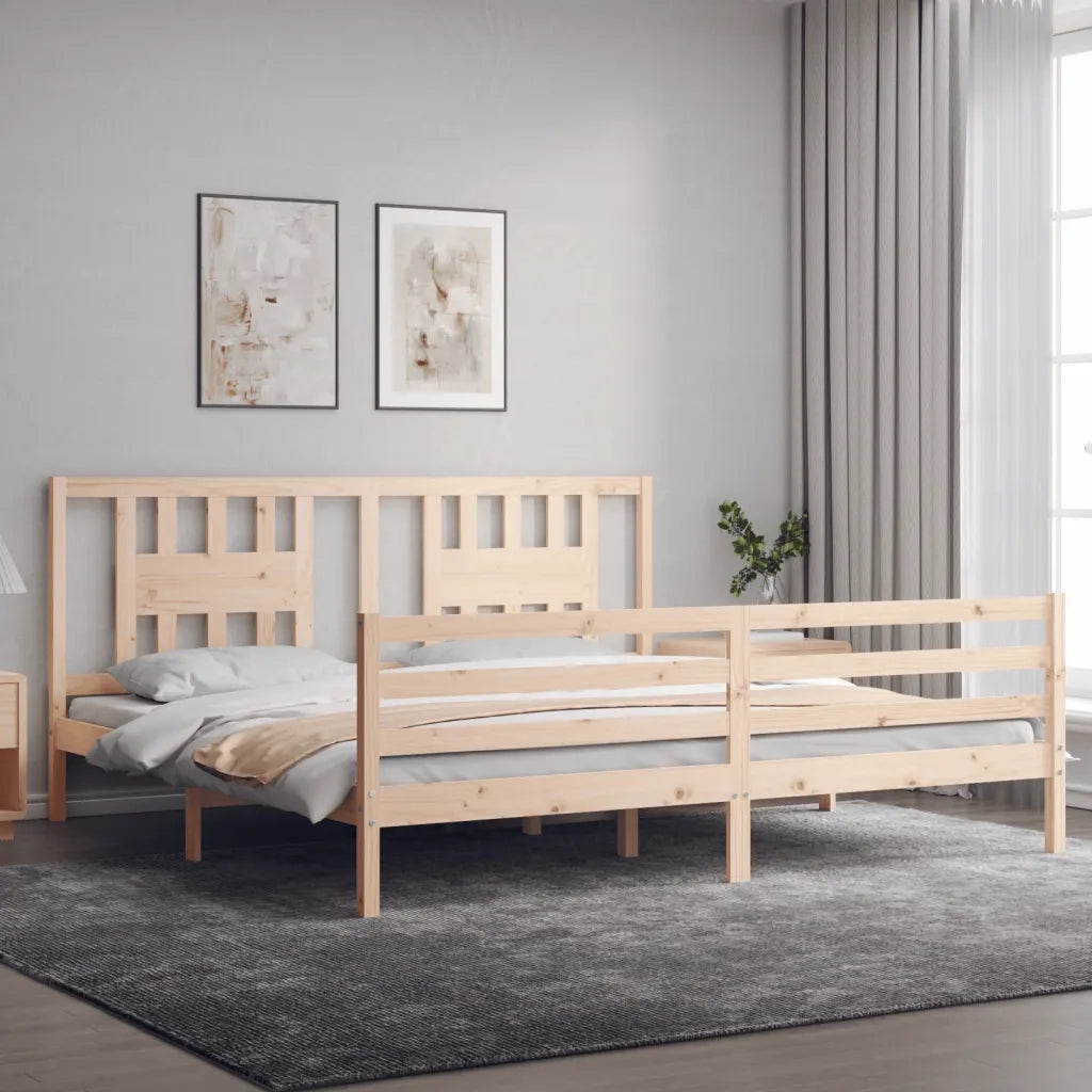 Giroletto con Testiera-Struttura Letto con testiera 200x200 cm in Legno Massello 435143