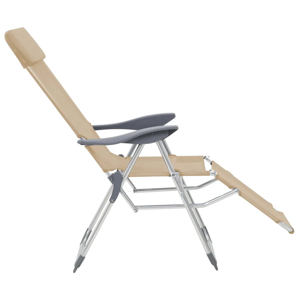 Sedie Campeggio Pieghevoli con Poggiapiedi 2pz Crema Textilene 360147
